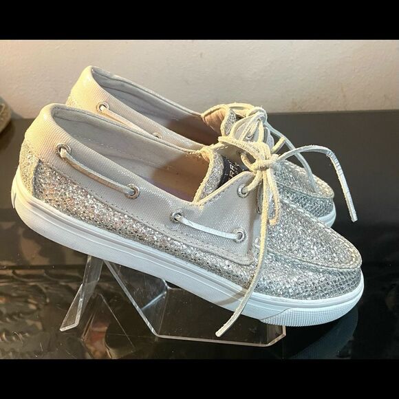 Sperry Top Sider Silver Sparkle Women’s Boat Shoes Size 6 - Picture 6 of 10